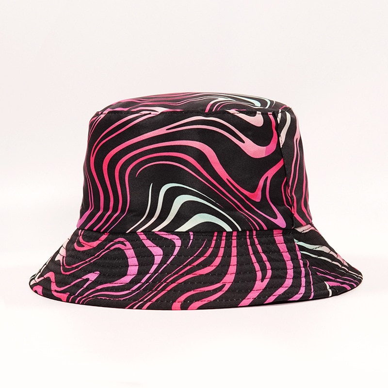 2021 New Summer Reversible Pink Cow Print Bucket Hats Men Women Striped Bob Outddor Street Casual 2 - The Cow Print