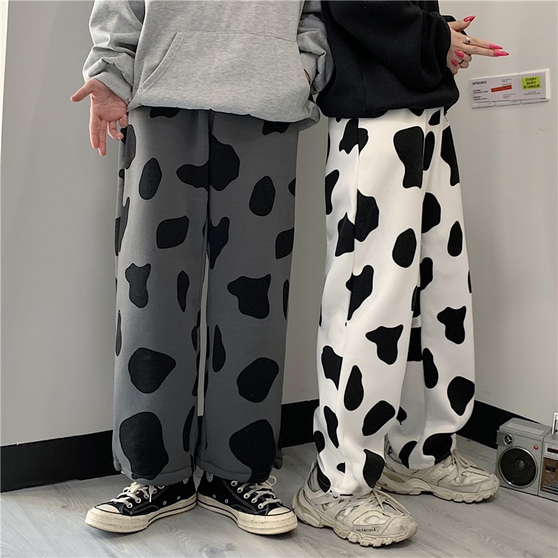 Autumn Woman Loose Sweatpants Femme Joggers Grey High Waist Pants Cow Print Casual Fashion Trousers 2020 1 - The Cow Print