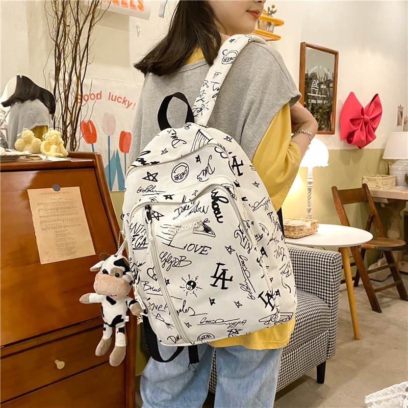 Fashion Kawaii Student Schoolbag Girls Laptop Backpack Women Cute Cow Print Mochila Travel Rucksack Cotton Leisure 2 - The Cow Print