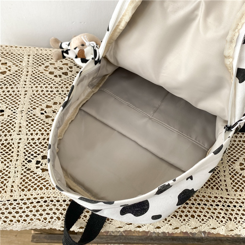 Fashion Kawaii Student Schoolbag Girls Laptop Backpack Women Cute Cow Print Mochila Travel Rucksack Cotton Leisure 5 - The Cow Print