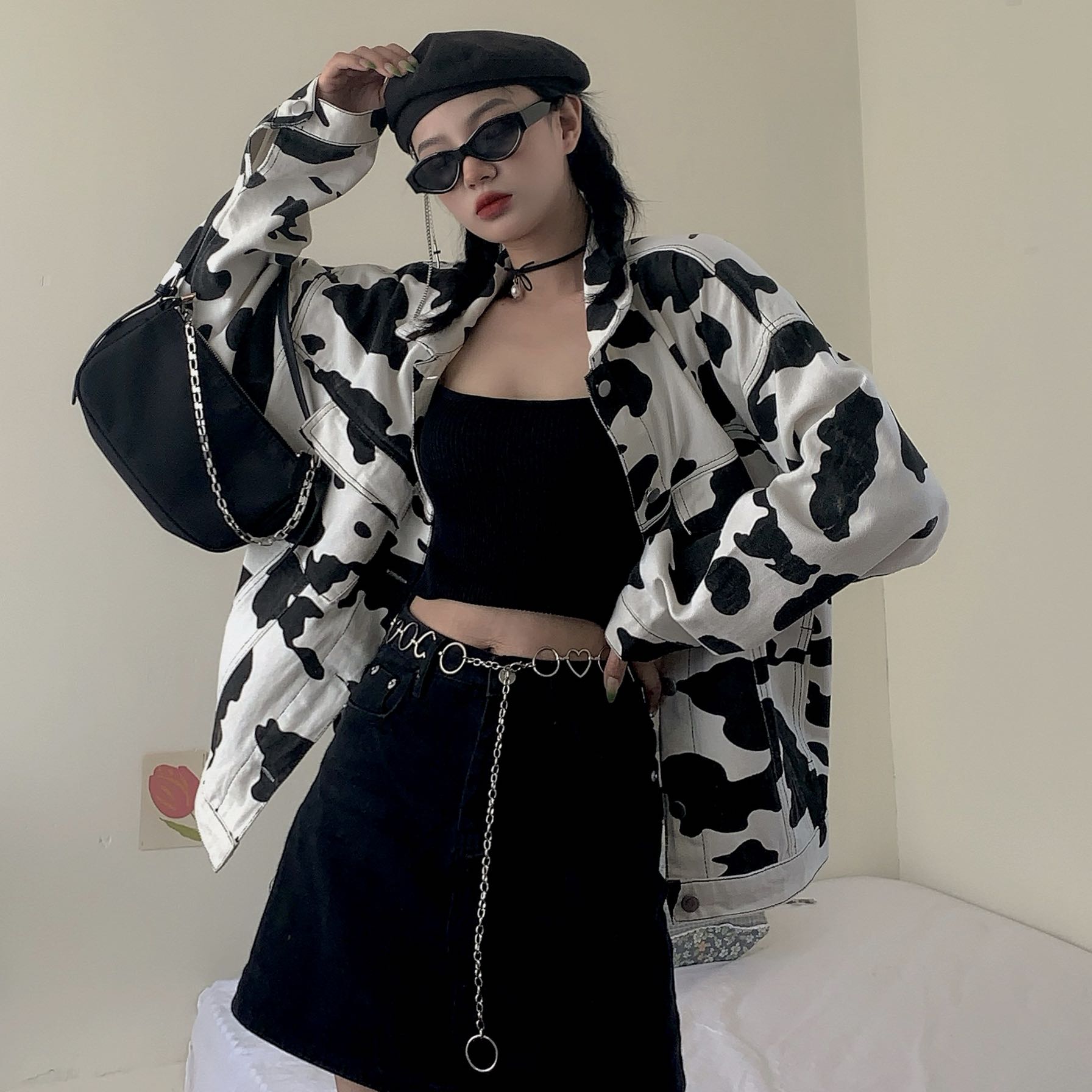 Plus Size Fashion Cow Print Jacket Women 2020 Autumn Coat Casual Long Sleeve Turn Down Collar 2 - The Cow Print
