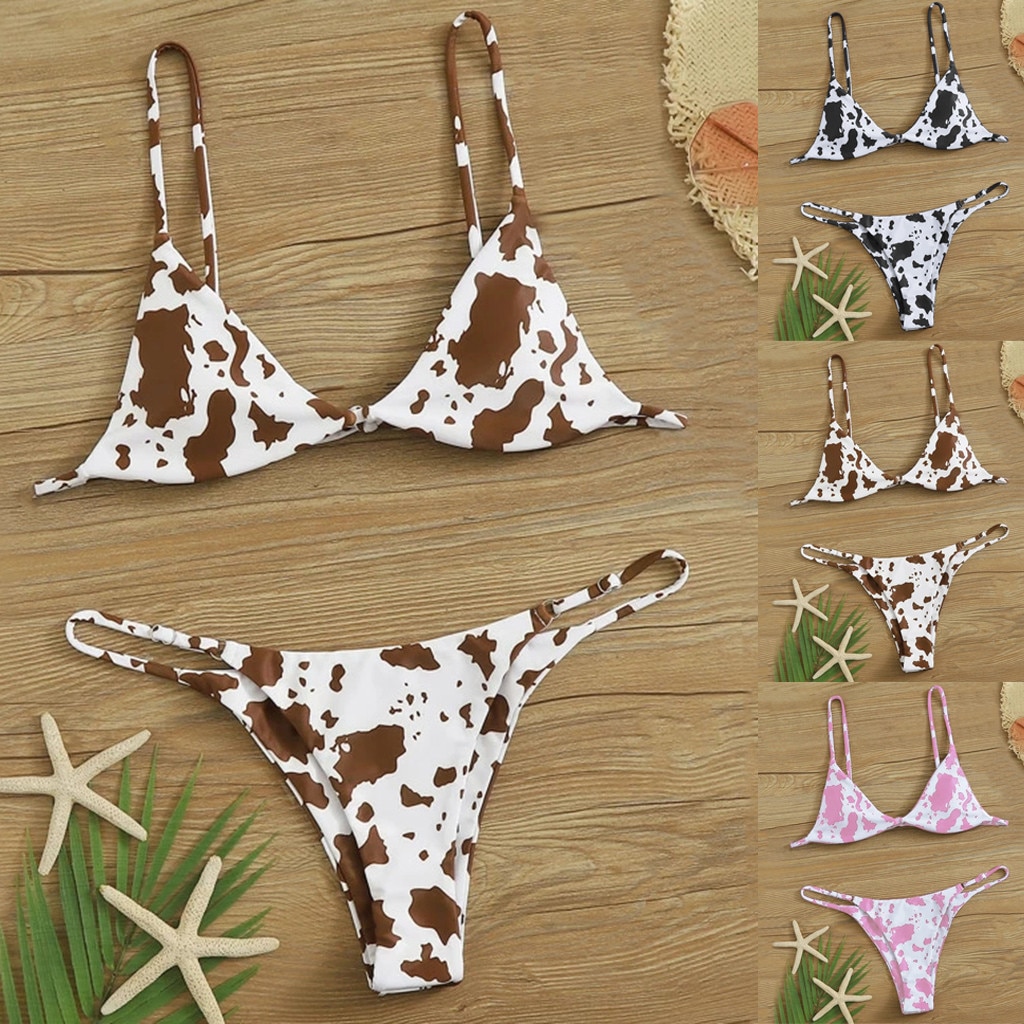 Sexy Cow Print Bikini Sets Women 2021 Summer Swimsuit Push Up Beachwear Sexy Swimwear micro Bikini - The Cow Print