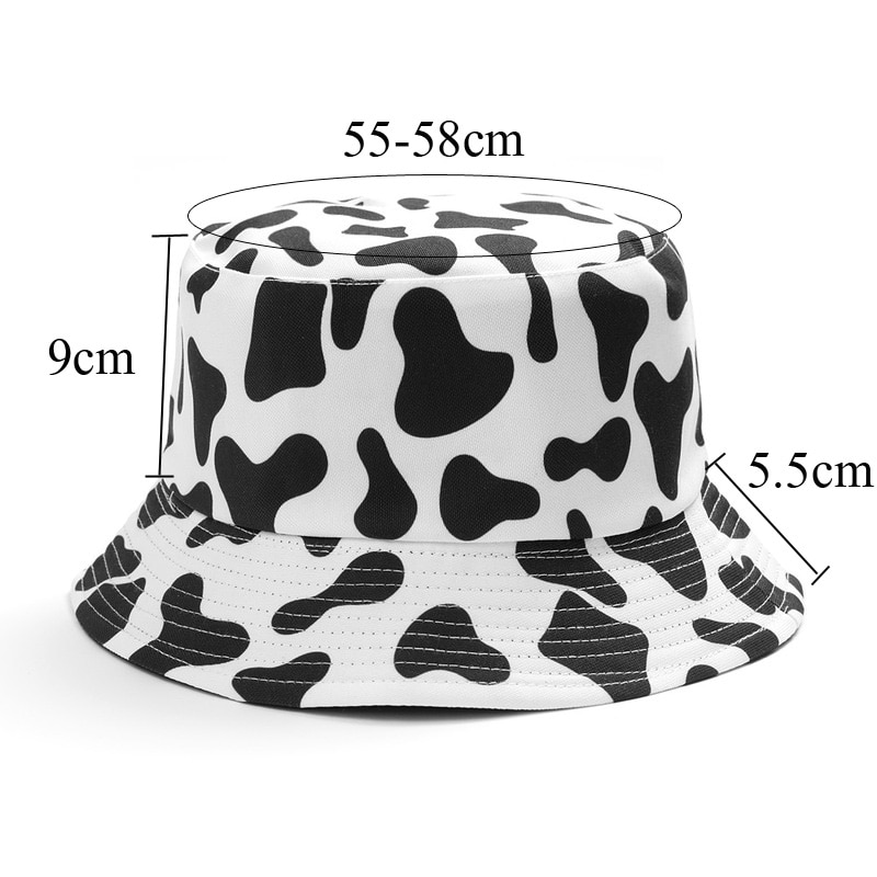 Summer Reversible Cow Print Bucket Hat Women Outdoor Travel Sun Hat Sun Protection Fisherman Cap Fashion 2 - The Cow Print