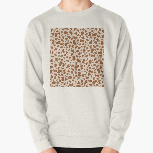 Brown & off White cow print pattern, mooo Pullover Sweatshirt RB1809 product Offical Cow Print Merch
