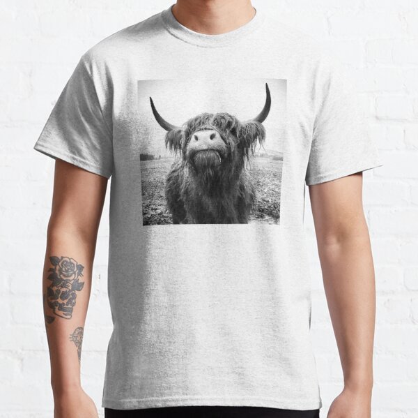 Highland Cow cattle Black and White Classic T-Shirt RB1809 product Offical Cow Print Merch