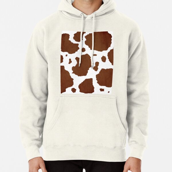 White and brown cow print Pullover Hoodie RB1809 product Offical Cow Print Merch