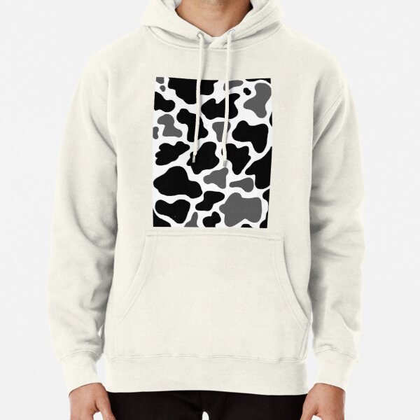 Black White Grey Cow Print Pullover Hoodie RB1809 product Offical Cow Print Merch