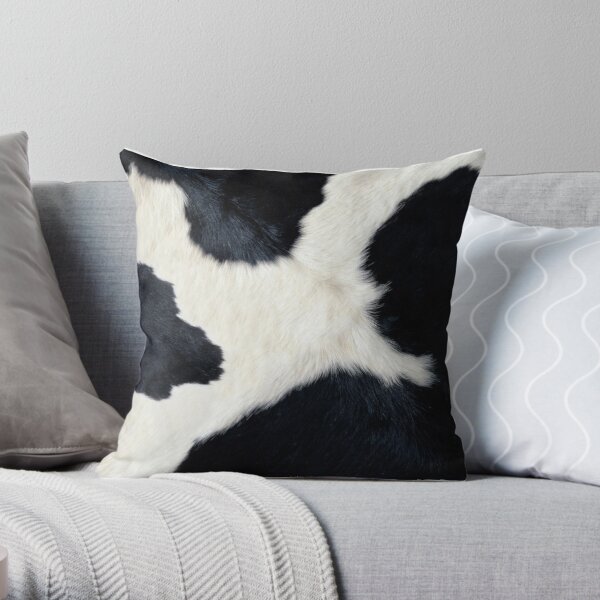 Black and white cow hide Throw Pillow Flagship RB1809 | The Cow Print