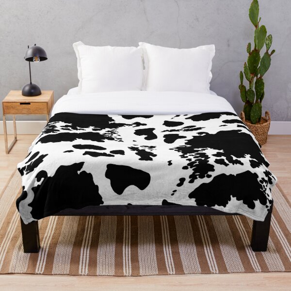 Black and White Cowhide Print Pattern Throw Blanket RB1809 product Offical Cow Print Merch