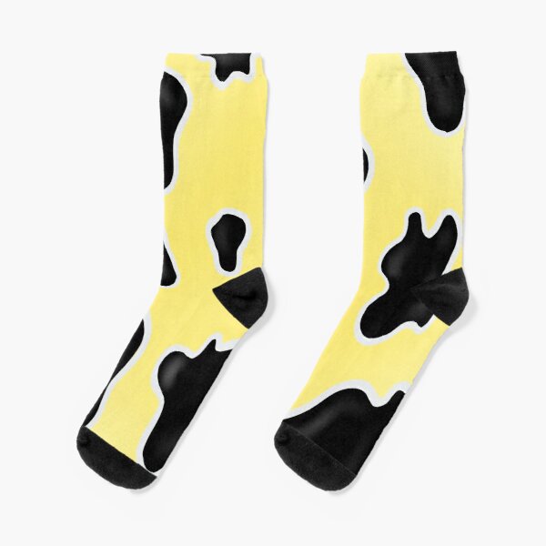 Pastel Yellow Cow Print  Socks RB1809 product Offical Cow Print Merch