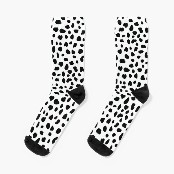 Animal Print black and white cow Dalmatian spots Dalmatian print Socks RB1809 product Offical Cow Print Merch