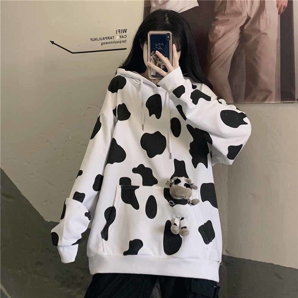 Cow Print Female Hoodies Harajuku Pullover Tops Autumn Long Sleeve Women Hoodie Hooded Fashion Streetwear Lady 3 - The Cow Print