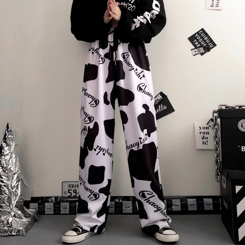 HOUZHOU Harajuku Cow Print Joggers Sweatpants Women Baggy Korean Style Jogging Sports Pants Streetwear Casual Trousers - The Cow Print