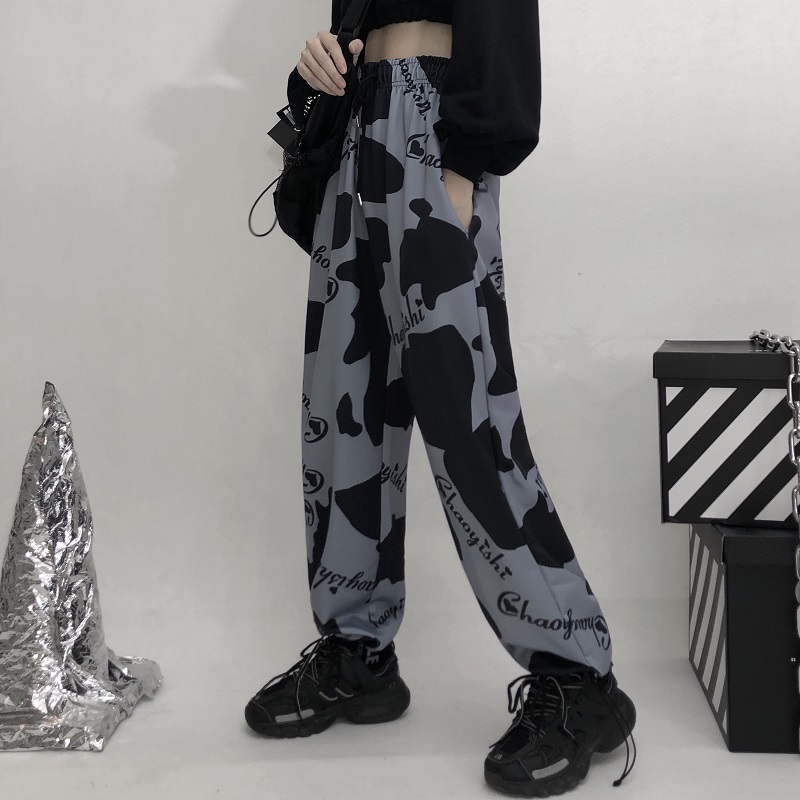 Cow Print Pants & Joggers - Korean Style Harajuku Joggers Sweatpants
