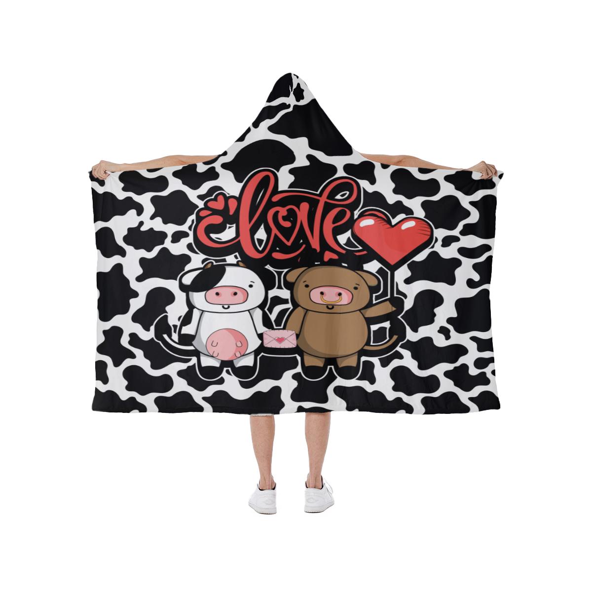 Cow Love Hooded blanket CL1211 L / White Official COW PRINT Merch