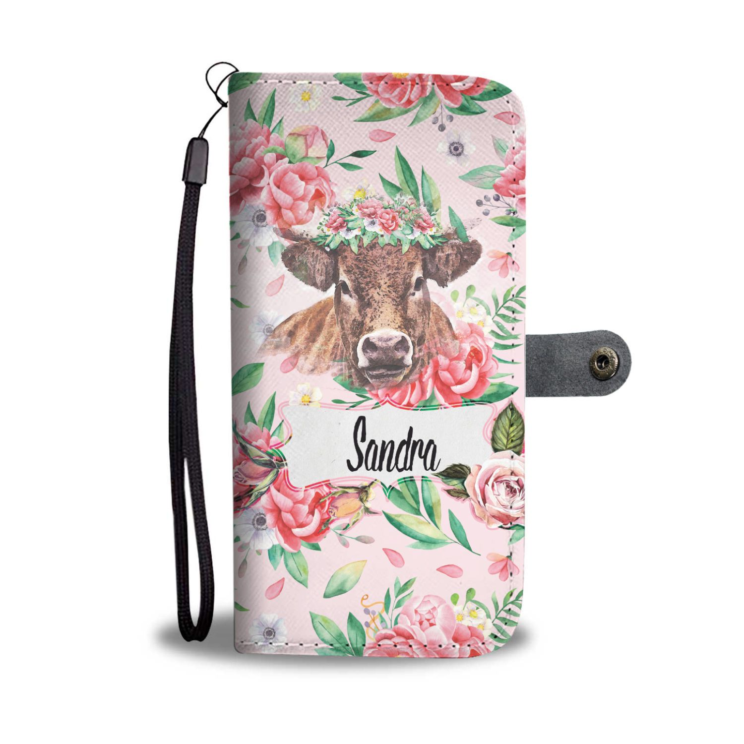 Personalized Flower Cow Phone Case Wallet CL1211 iPhone 12 Official COW PRINT Merch