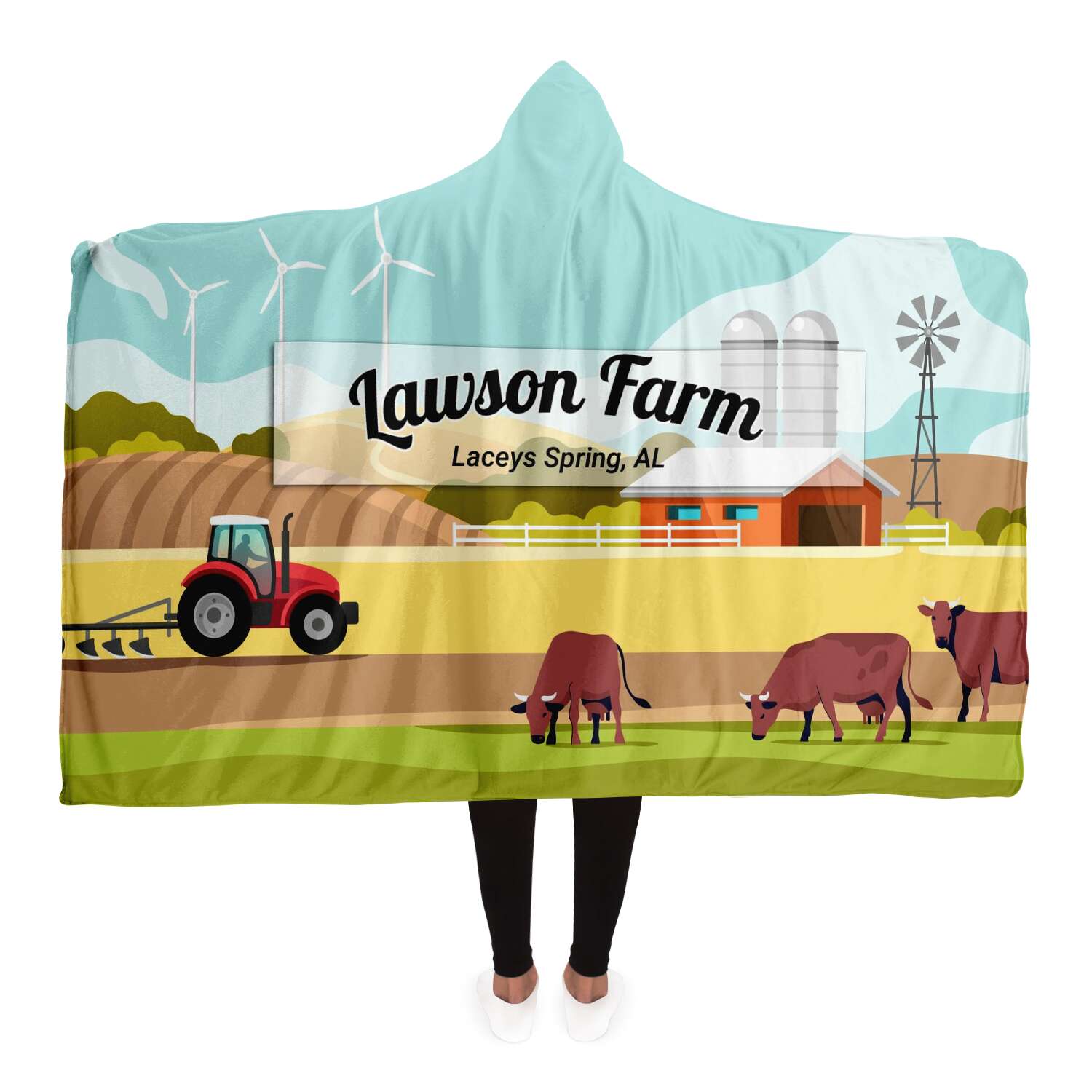 Personalized Farm Hooded Blanket CL1211 Adult / Premium Sherpa Official COW PRINT Merch