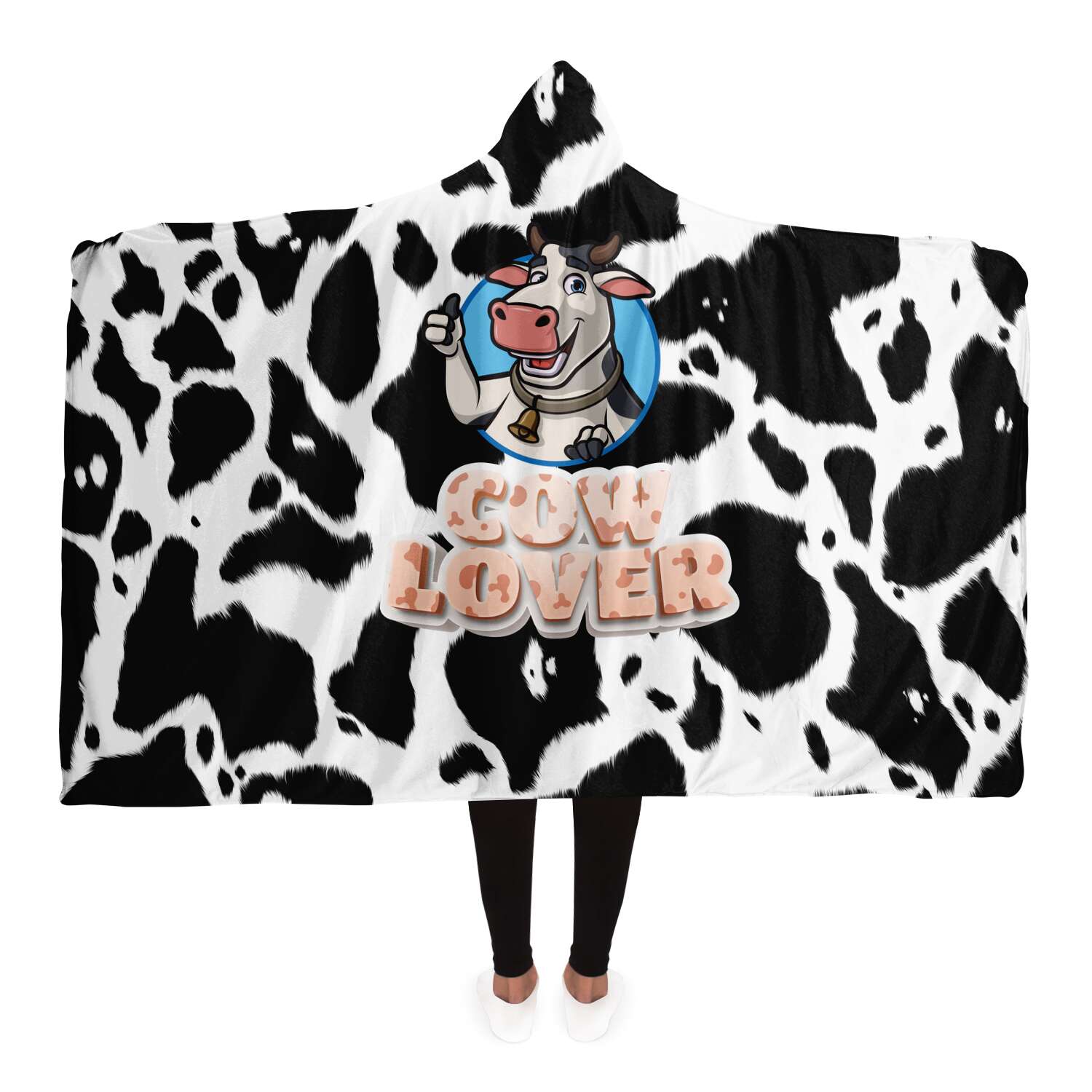 Cow Lover Hooded Blanket CL1211 Adult / Premium Sherpa Official COW PRINT Merch