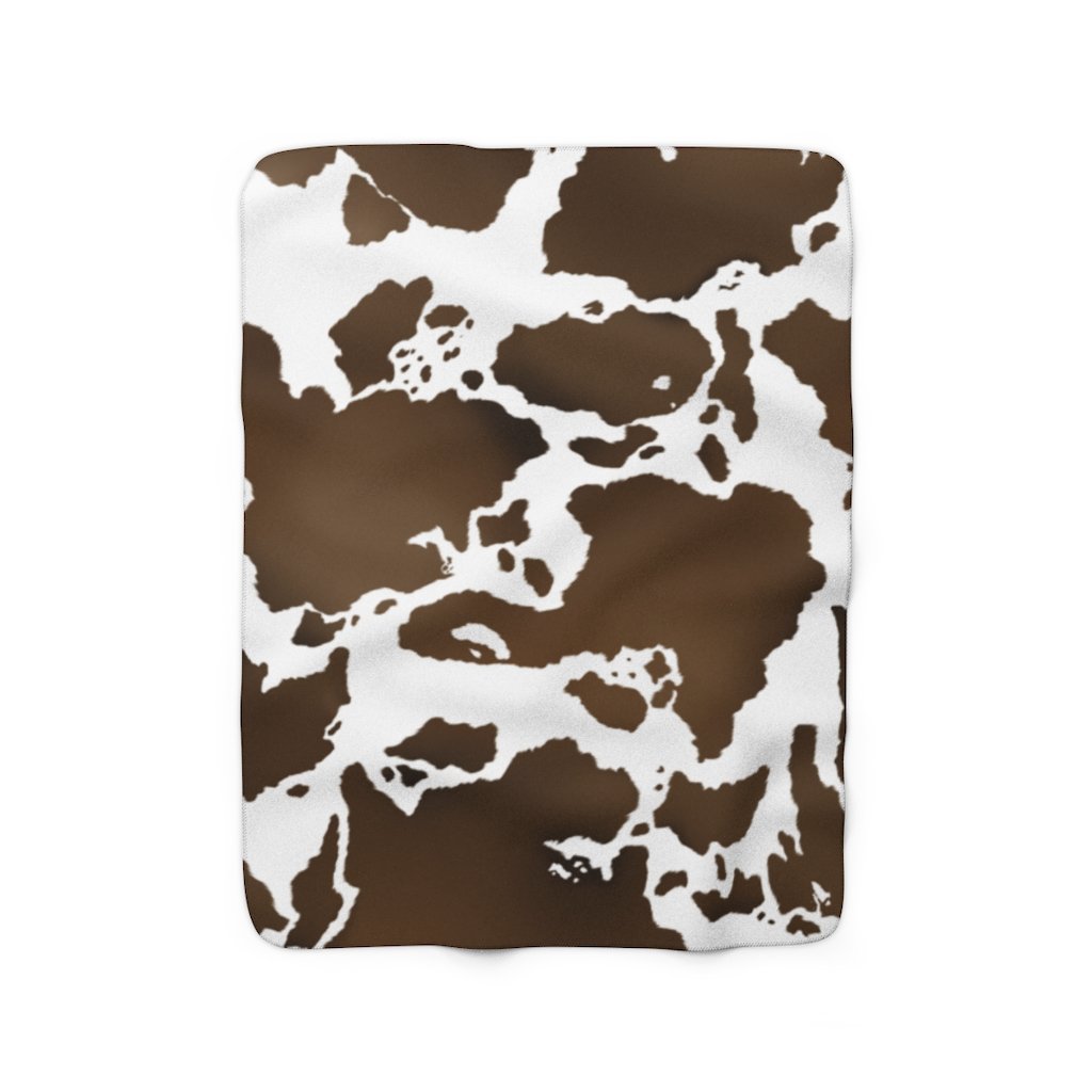 Brown Cow Print Sherpa Fleece Blanket CL1211 50" × 60" Official COW PRINT Merch