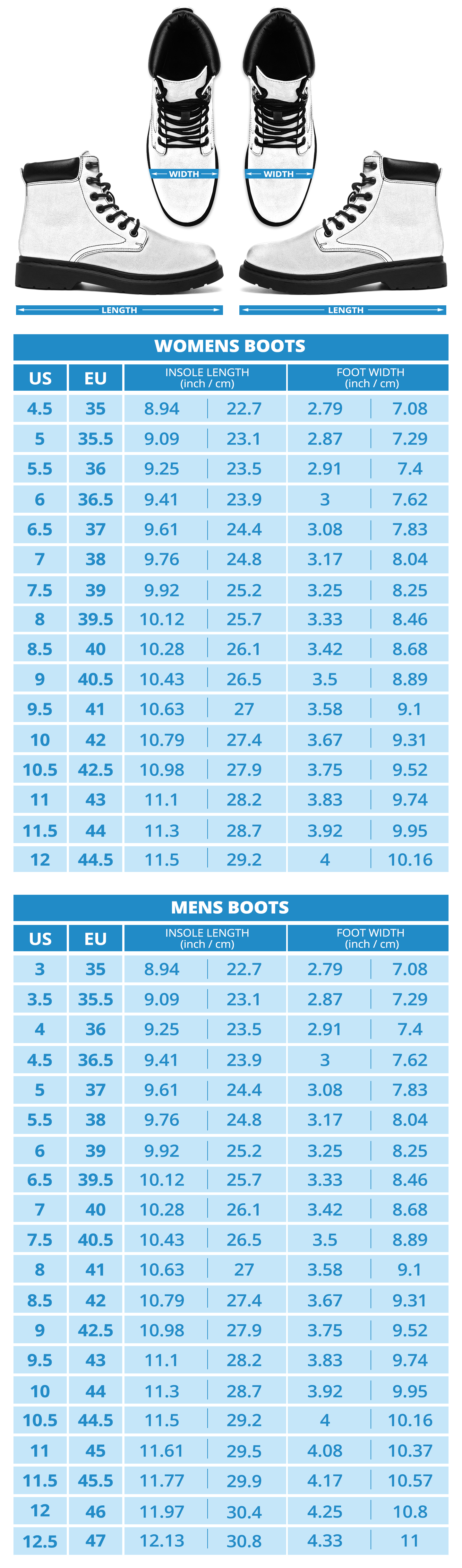 Boots August 2019 Sizing Chart NEW - The Cow Print