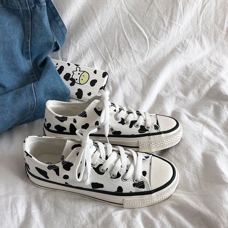 Cow Milk Casual Shoes Woman High Top Sneakers Cavans 2020 Spring Female Casual Shoes Girl Canvas 2 - The Cow Print
