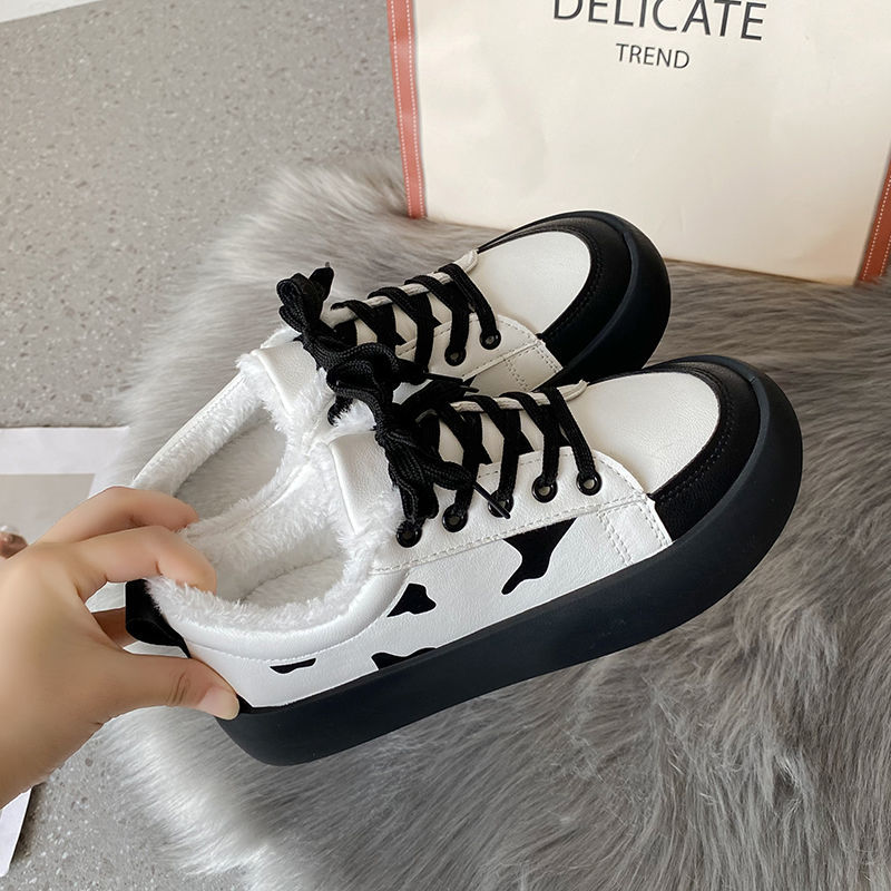 Cow Print Women Sneakers Fashion 2021 Winter Plush Zapatillas Mujer Casual Comfortable Female Shoes Warm Ladies 1 - The Cow Print