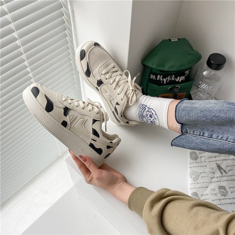 Cow pattern Lolita Sneaker Women Harajuku Cute Round Head Shoes College Style Casual Street Japanese Shoes 5 - The Cow Print