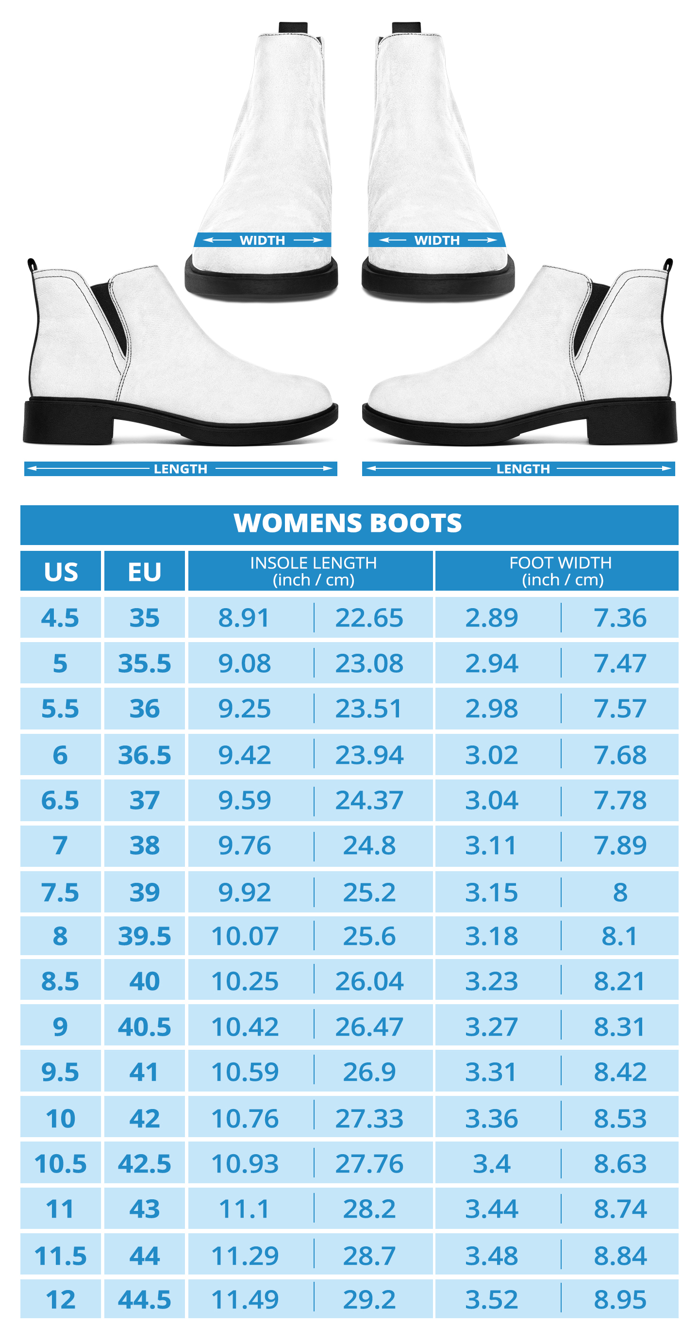 Fashion boots 2019 Sizing Chart - The Cow Print
