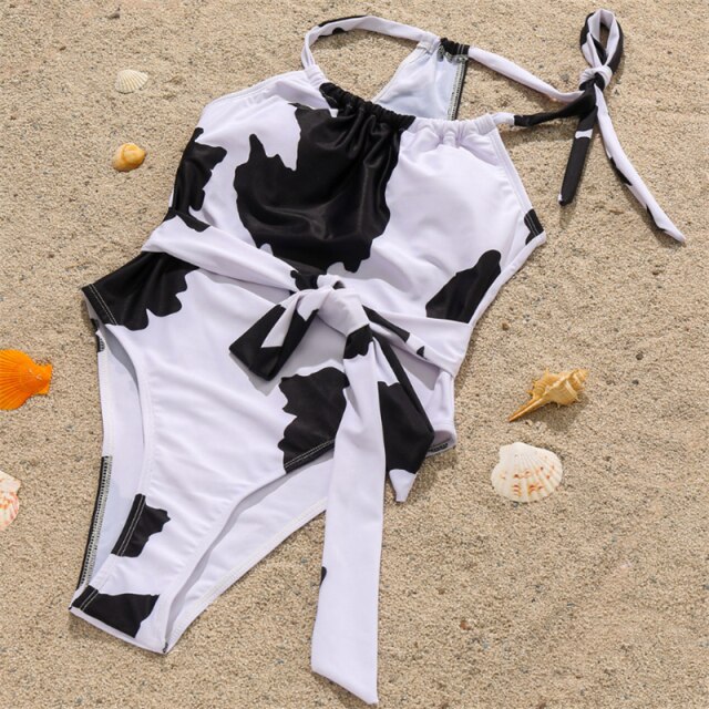 GNIM Sexy Swimwear Women One Piece Cow Print Bandage Swimsuit Female Vintage Monokini Swim Bathing Suit 1.jpg 640x640 1 - The Cow Print