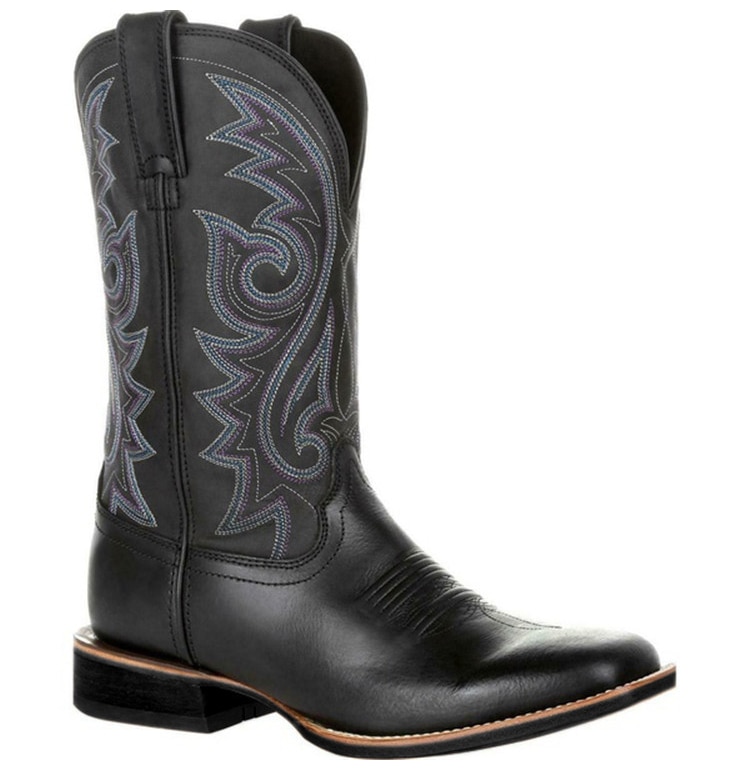 Right-side view of a Black Western Cowboy Motorcycle Boot