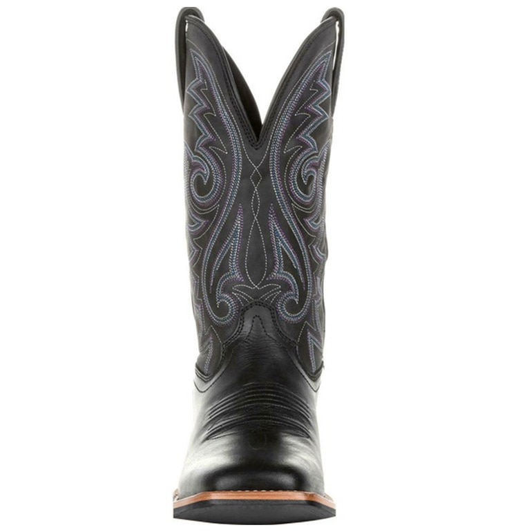 Front view of a Black Western Cowboy Motorcycle Boot