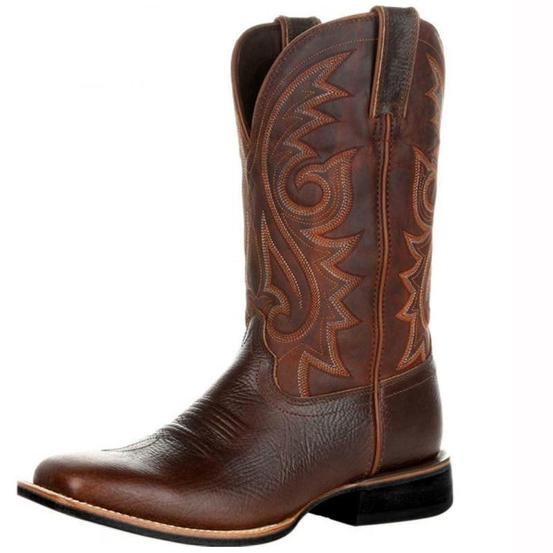 Western Cowboy Motorcycle Boots CL1211 Brown / 6 Official COW PRINT Merch
