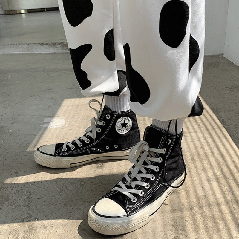 Men Pants Cow Print Drawstring Oversize Mens Sweatpants Outwear Causal All match Ins Chic Cargo Pants 3 - The Cow Print