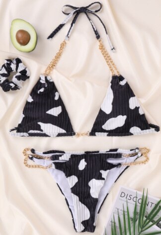 New bikini chain sexy open back split swimsuit Cow Print Bikini 2.jpg 640x640 2 - The Cow Print