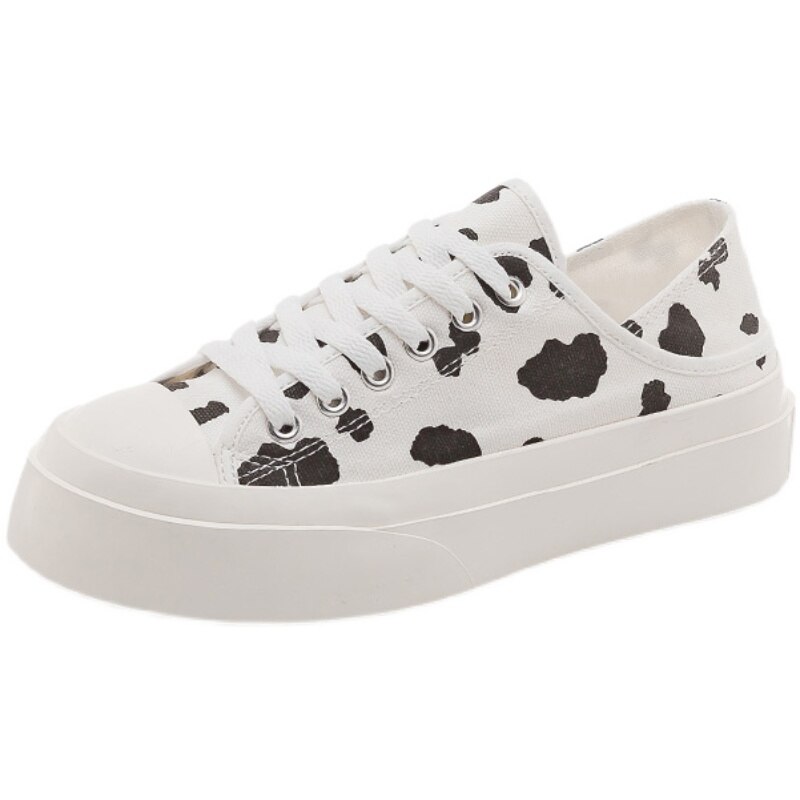Spring 2021 New Cow Thick Soled Canvas Shoes Women s Versatile Ulzaang Gumshoes Girl Casual White 4 - The Cow Print