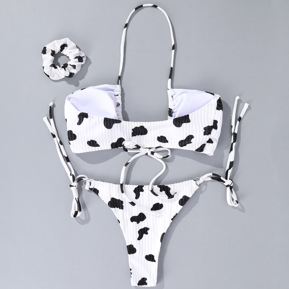 Vigorashely Sexy Halter Bikini Set 2021 Cow print Swimsuit Women Push Up Swimwear Summer BeachWear Brazilian 4 - The Cow Print