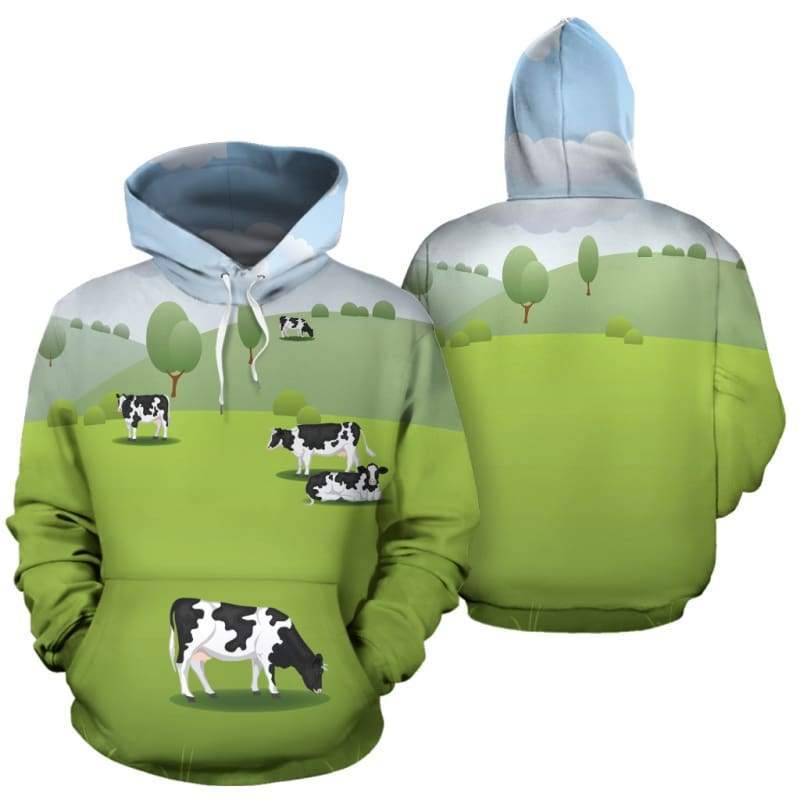 Men's Hoodie - Meadow Cow Hoodie / L Official COW PRINT Merch