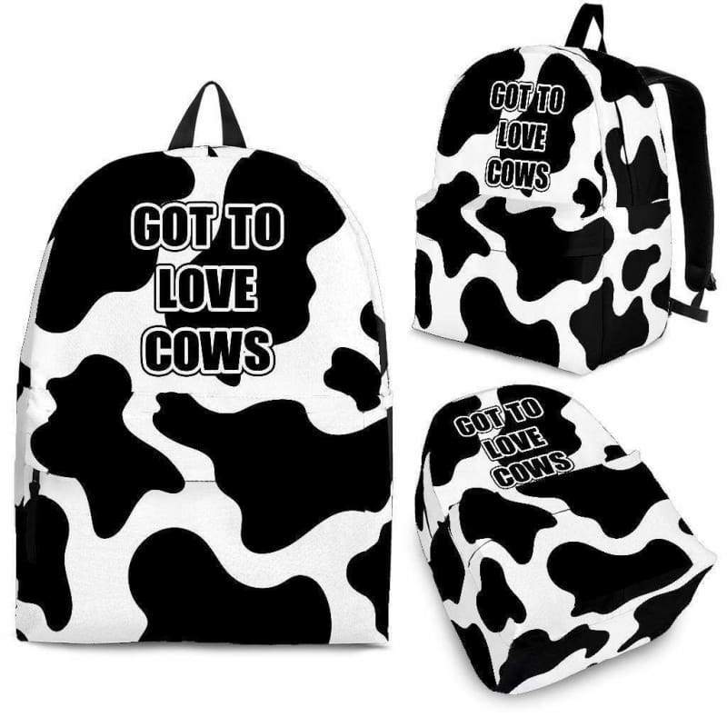 Backpack - Black - Cow Backpack - Text