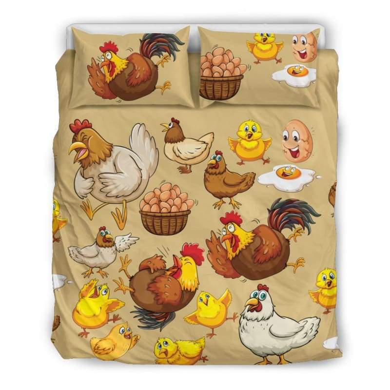 Funny Chicken & Egg Bedding Set CL1211 Bedding SetFunny Chicken & Egg Bedding Set / US Twin Official COW PRINT Merch