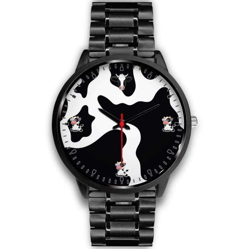 Stunning Cow Lover Watch CL1211 Mens 40mm / Black Metal Link Official COW PRINT Merch