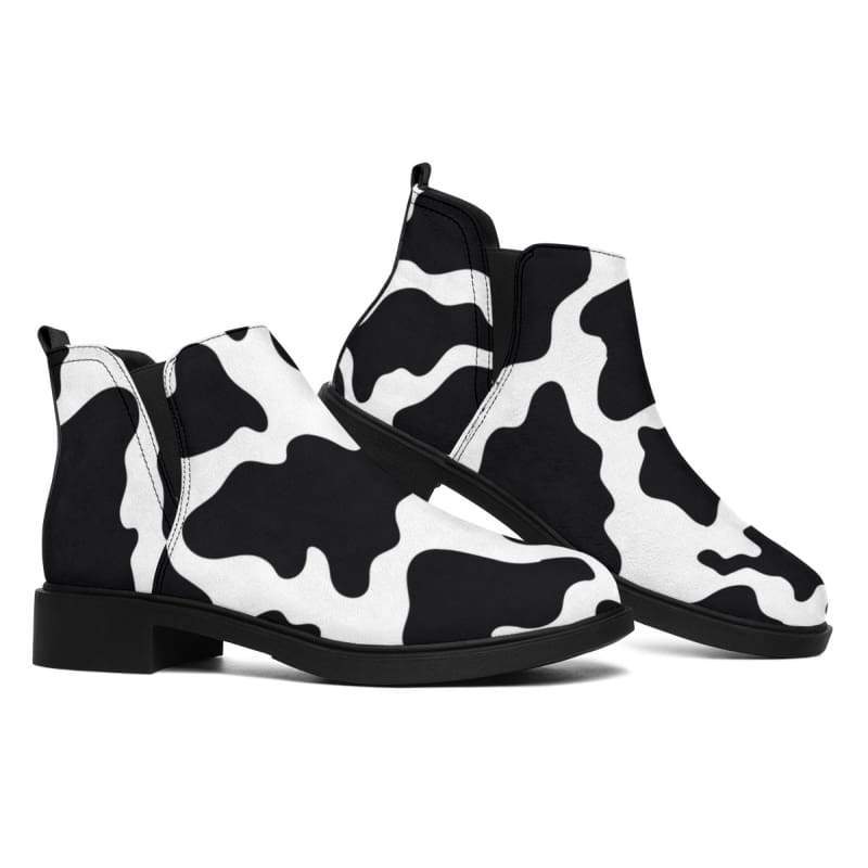 Cow Print Booties CL1211 Women’s Fashion Boots - Cow Print Boots - Black / US4.5 (EU35) Official COW PRINT Merch
