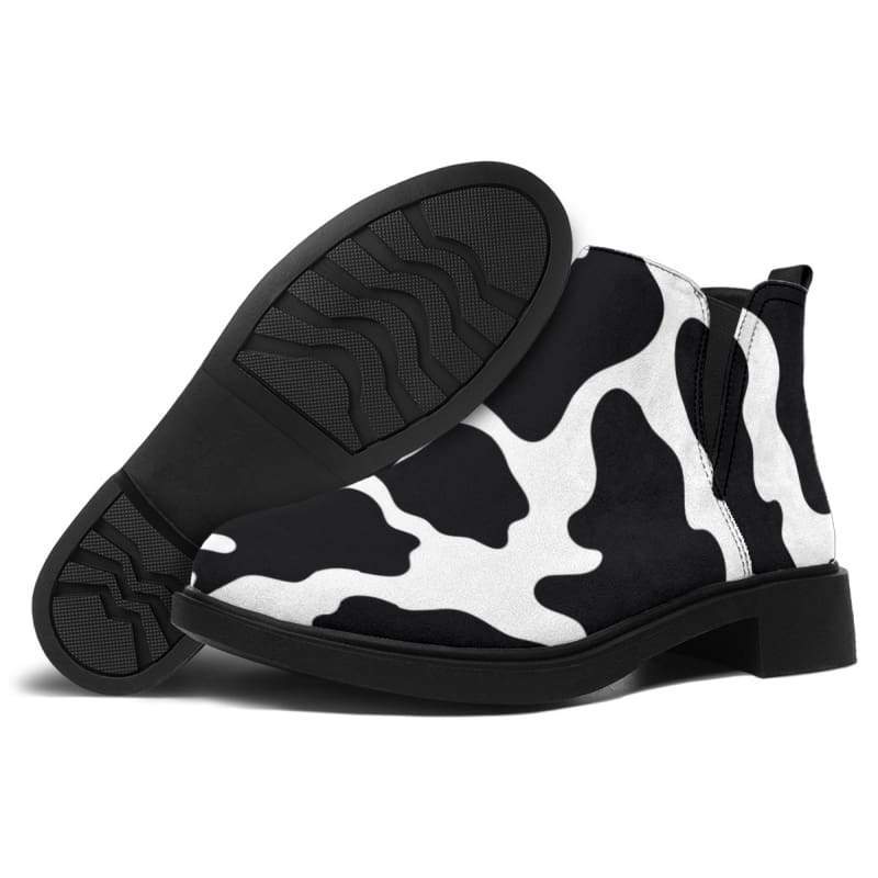 Women’s Fashion Boots - Cow Print Boots - Black / US5 (EU35.5) Official COW PRINT Merch