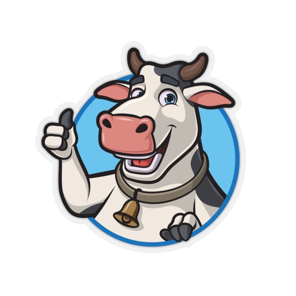 Thumbs Up Cow Stickers CL1211 4" × 4" / Transparent Official COW PRINT Merch