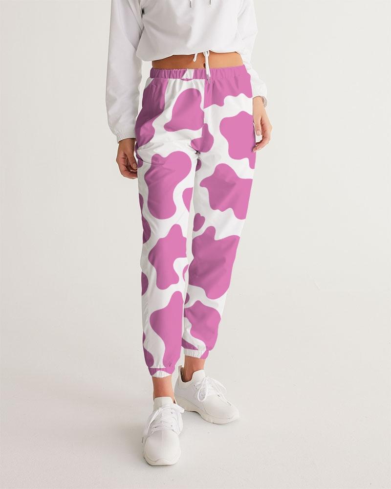 Pink Cow Print Women's Track Pants CL1211 white base color / XS Official COW PRINT Merch