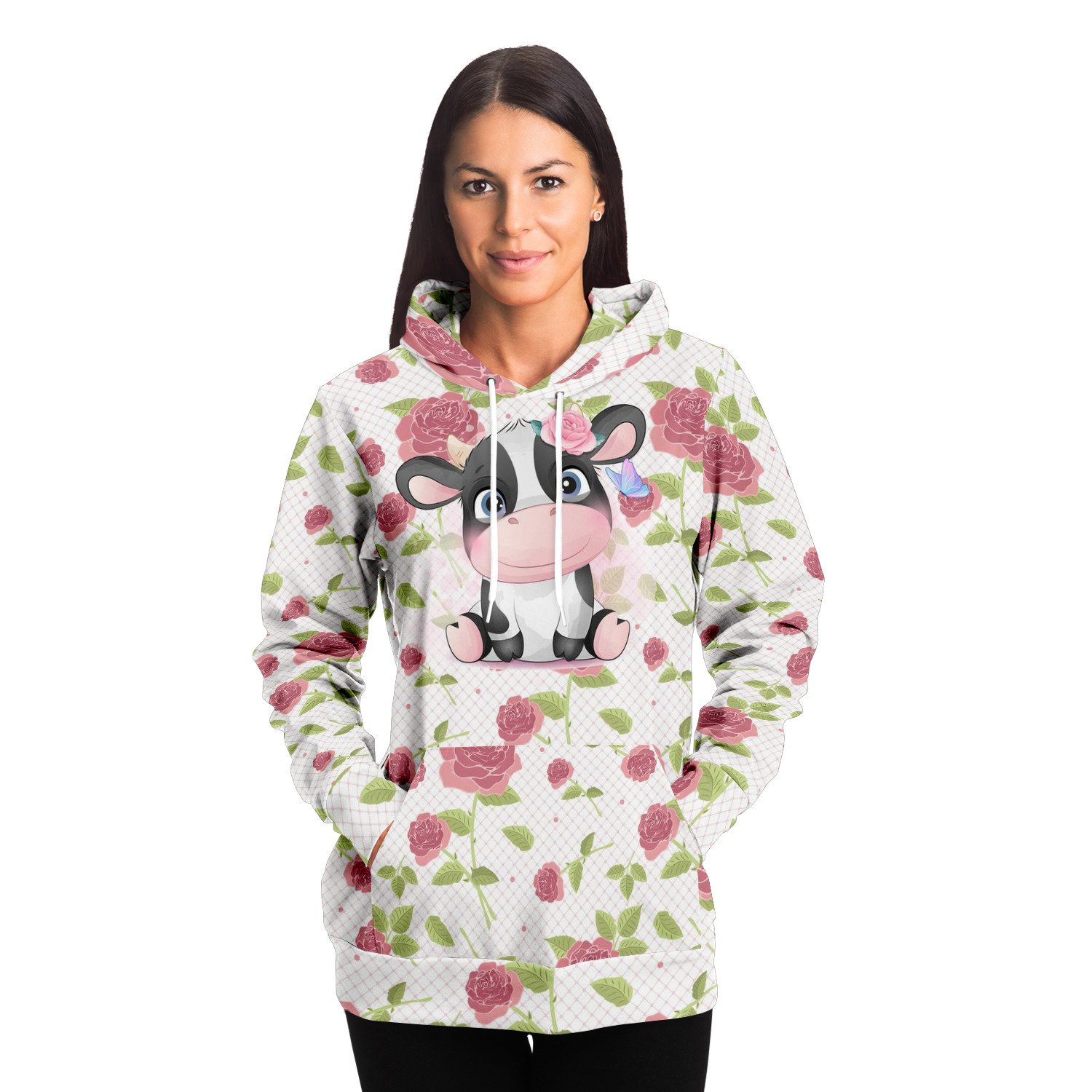 Flowery Cow Love Hoodie CL1211 XS Official COW PRINT Merch