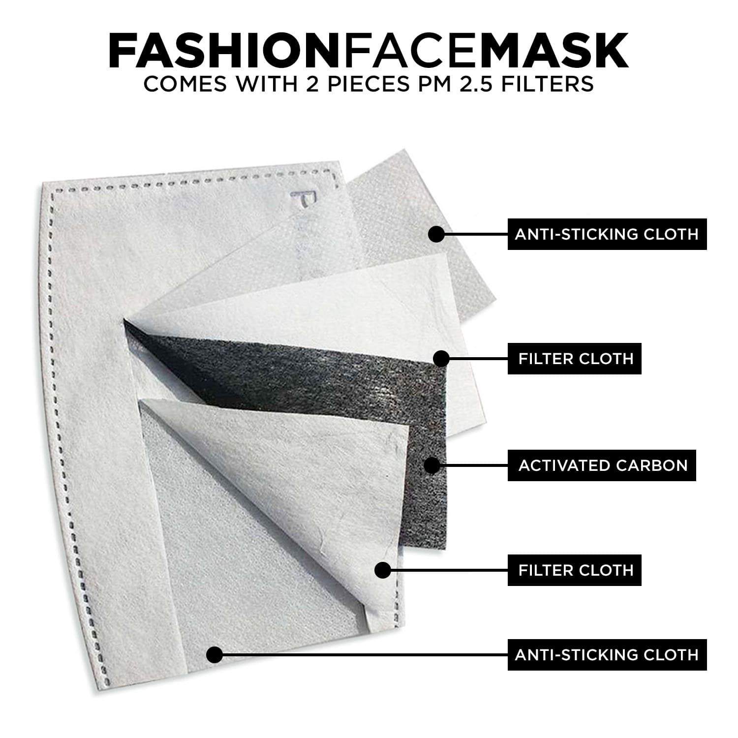 3pcs - Adult Fashion Face Mask / +$28 - 60pcs - PM 2.5 Carbon Filters Official COW PRINT Merch