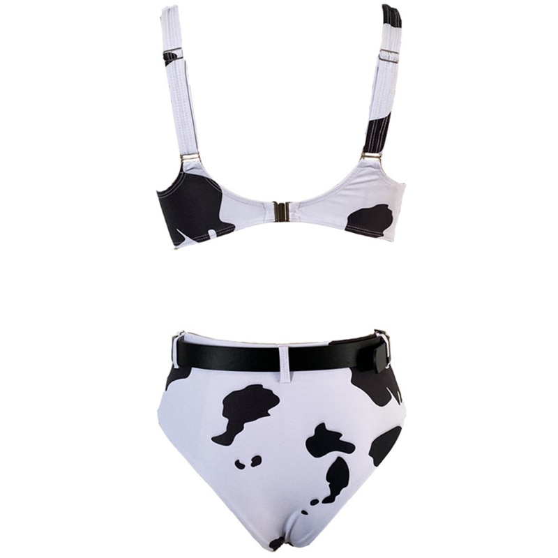 GNIM Sexy Cow Print Bikini Mujer 2020 High Waist Brazilian Swimsuit Women Two Piece Swim Bathing Suit Biquini Swimwear With Belt