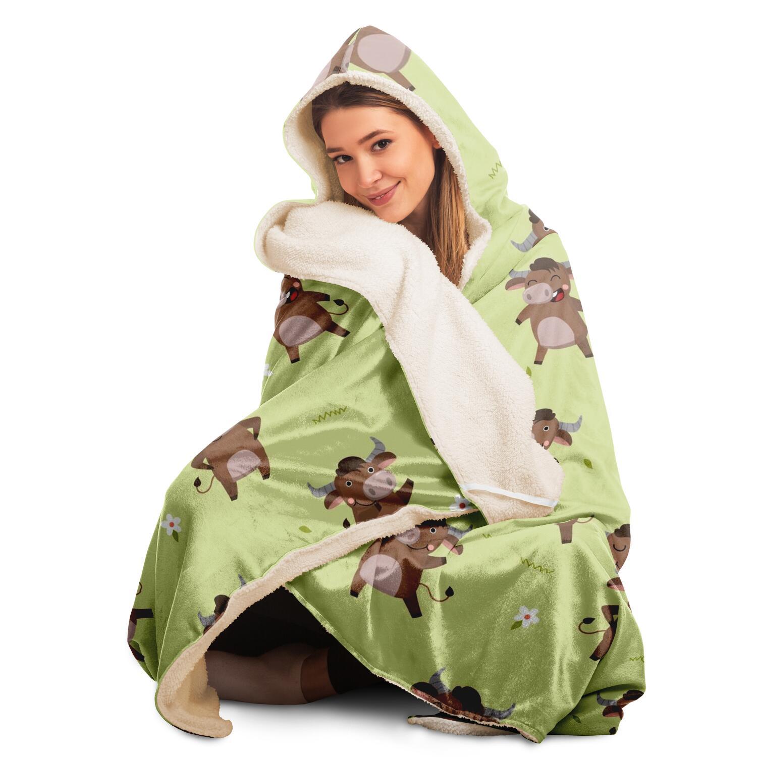 hooded blanket aop cute bull hooded blanket 7 - The Cow Print