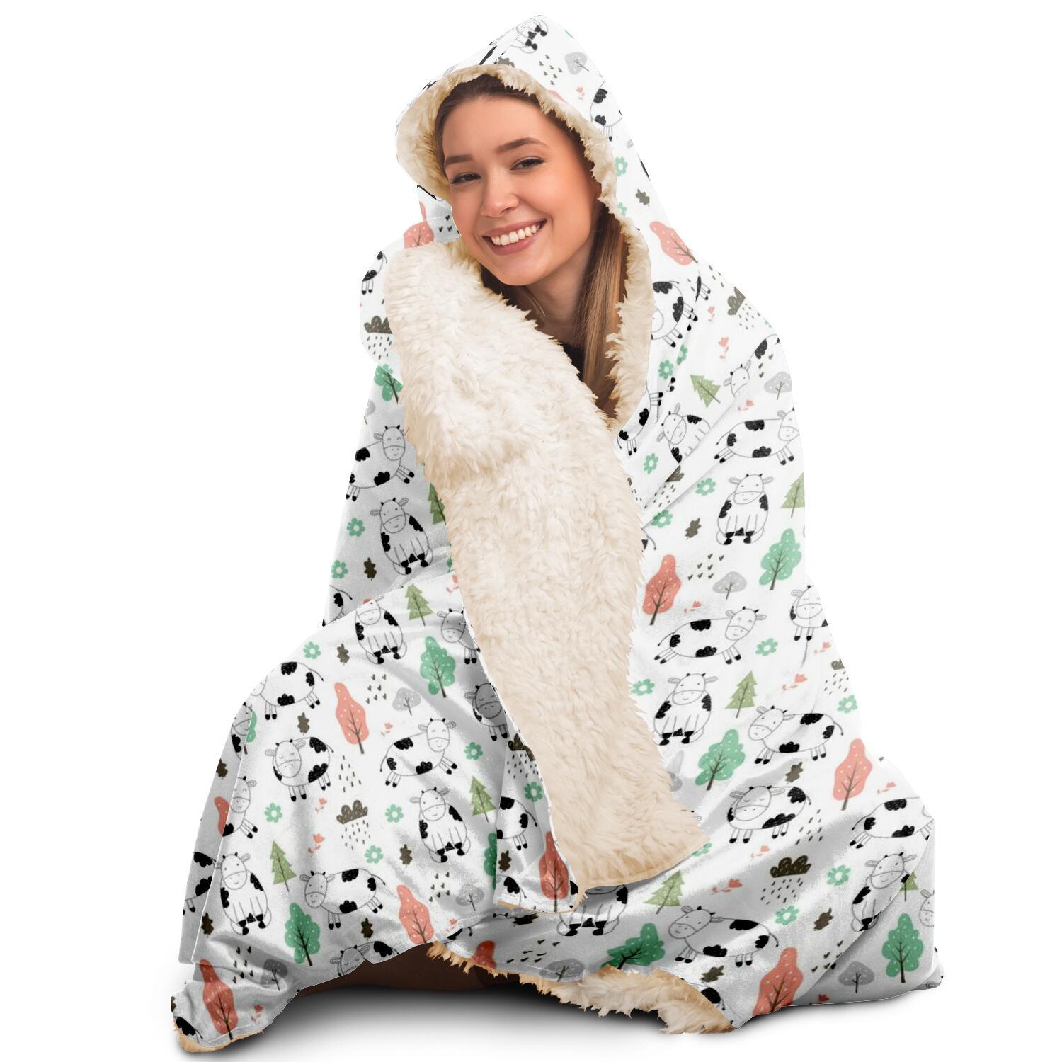 hooded blanket aop cute cow hooded blanket 6 - The Cow Print
