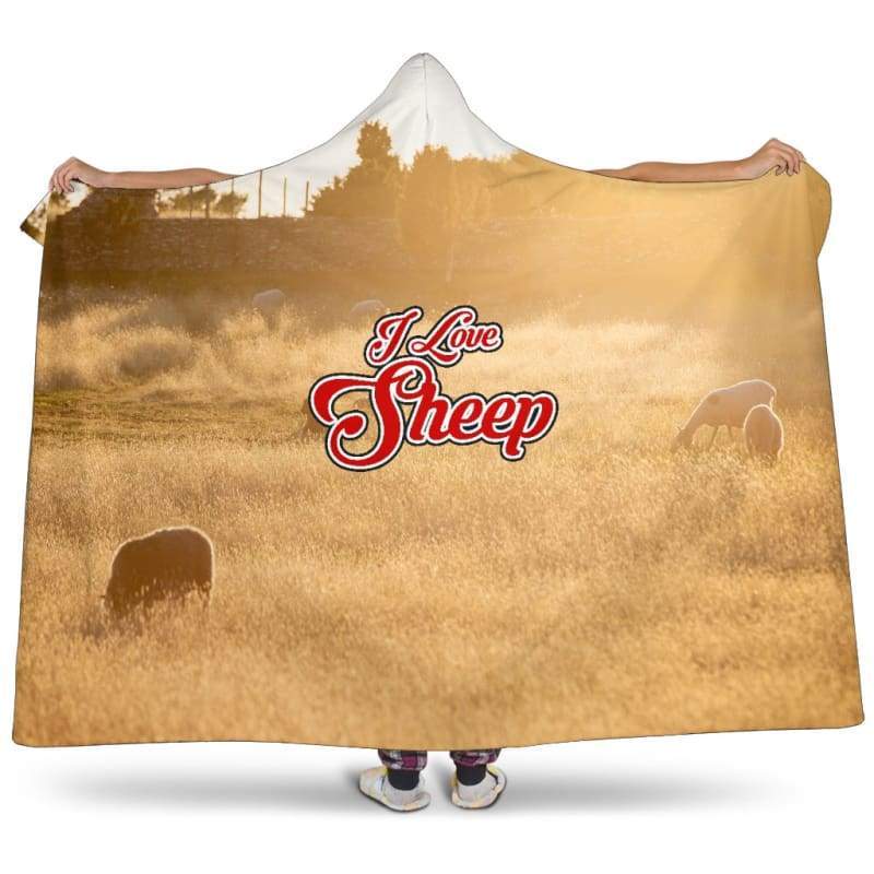 I Love Sheep Premium Hooded Blanket CL1211 Hooded Blanket - I Love Sheep Hooded Blanket / Youth 60"x45" Official COW PRINT Merch